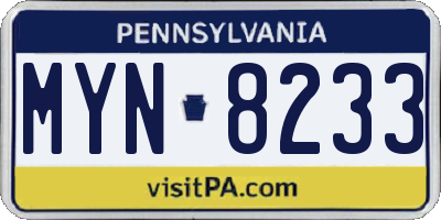 PA license plate MYN8233