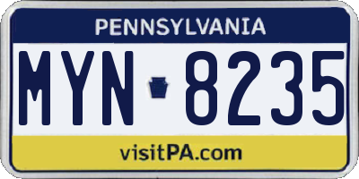 PA license plate MYN8235