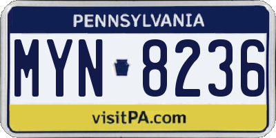 PA license plate MYN8236