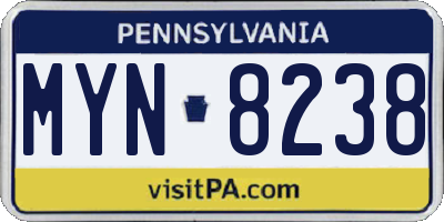 PA license plate MYN8238