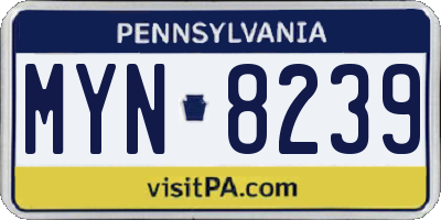 PA license plate MYN8239