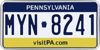 PA license plate MYN8241