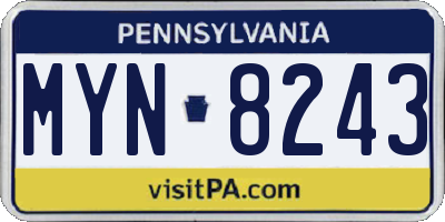 PA license plate MYN8243