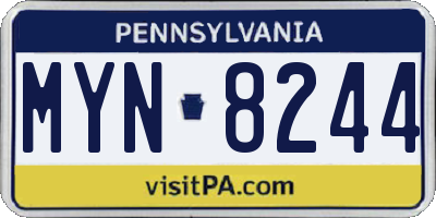 PA license plate MYN8244