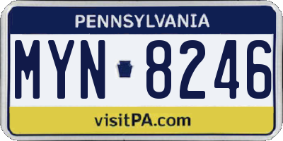 PA license plate MYN8246