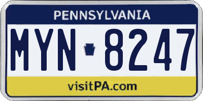 PA license plate MYN8247