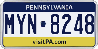 PA license plate MYN8248