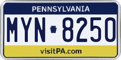 PA license plate MYN8250
