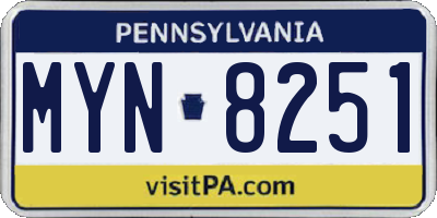 PA license plate MYN8251