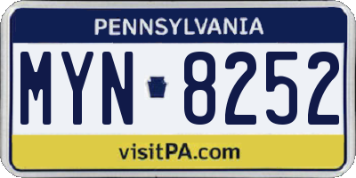 PA license plate MYN8252