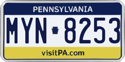 PA license plate MYN8253