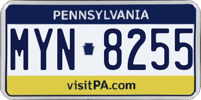 PA license plate MYN8255