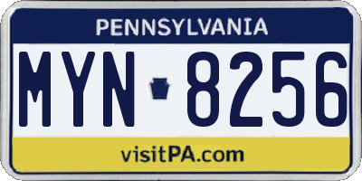 PA license plate MYN8256