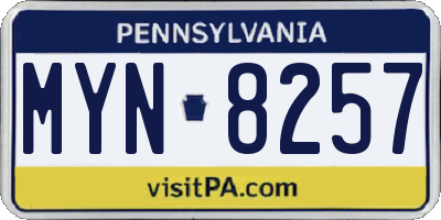 PA license plate MYN8257