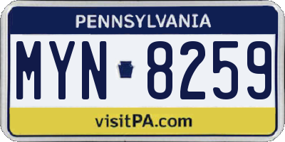 PA license plate MYN8259