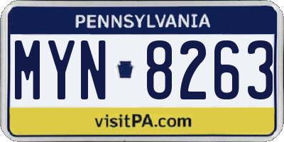PA license plate MYN8263