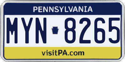 PA license plate MYN8265