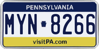 PA license plate MYN8266