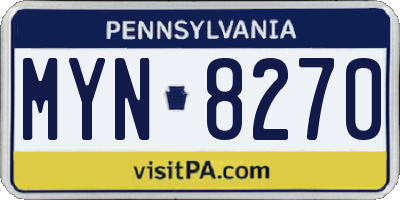 PA license plate MYN8270
