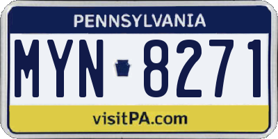 PA license plate MYN8271