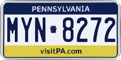 PA license plate MYN8272