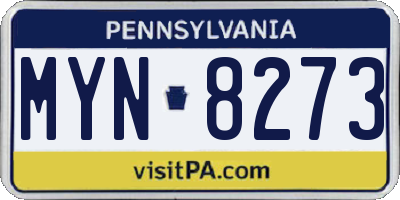 PA license plate MYN8273