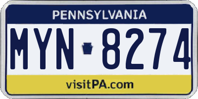 PA license plate MYN8274