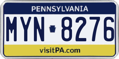 PA license plate MYN8276