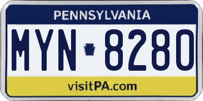 PA license plate MYN8280