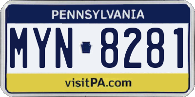 PA license plate MYN8281