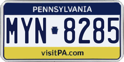 PA license plate MYN8285