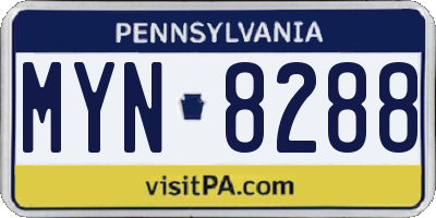 PA license plate MYN8288