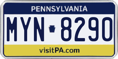 PA license plate MYN8290