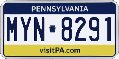 PA license plate MYN8291