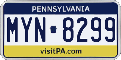 PA license plate MYN8299