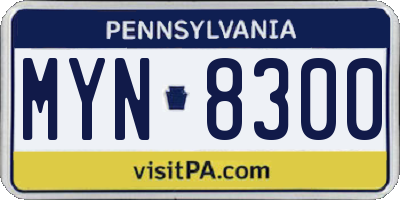 PA license plate MYN8300
