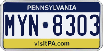 PA license plate MYN8303