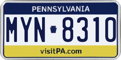 PA license plate MYN8310