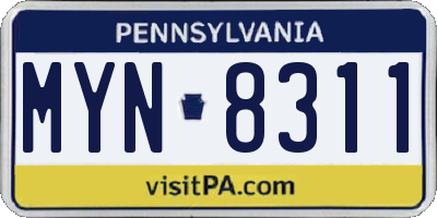 PA license plate MYN8311