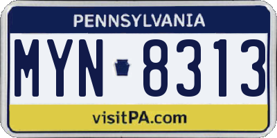 PA license plate MYN8313