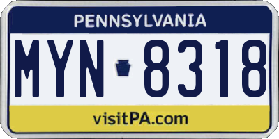 PA license plate MYN8318