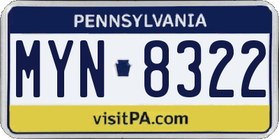 PA license plate MYN8322