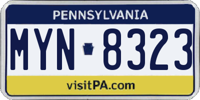 PA license plate MYN8323