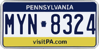 PA license plate MYN8324