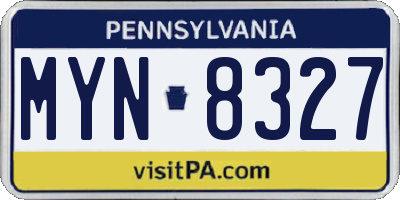 PA license plate MYN8327
