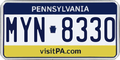 PA license plate MYN8330
