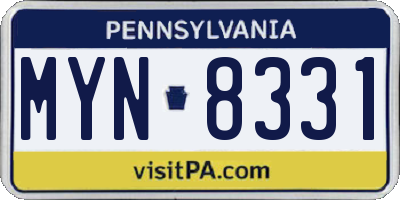 PA license plate MYN8331