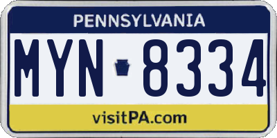 PA license plate MYN8334