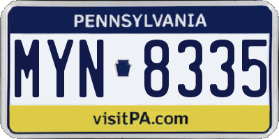 PA license plate MYN8335