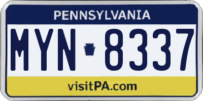 PA license plate MYN8337